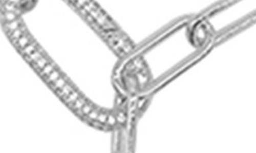 Adornia Silver Plated Paper Clip Chain Lariat Necklace With Crystal Adjustable Lock In Silver