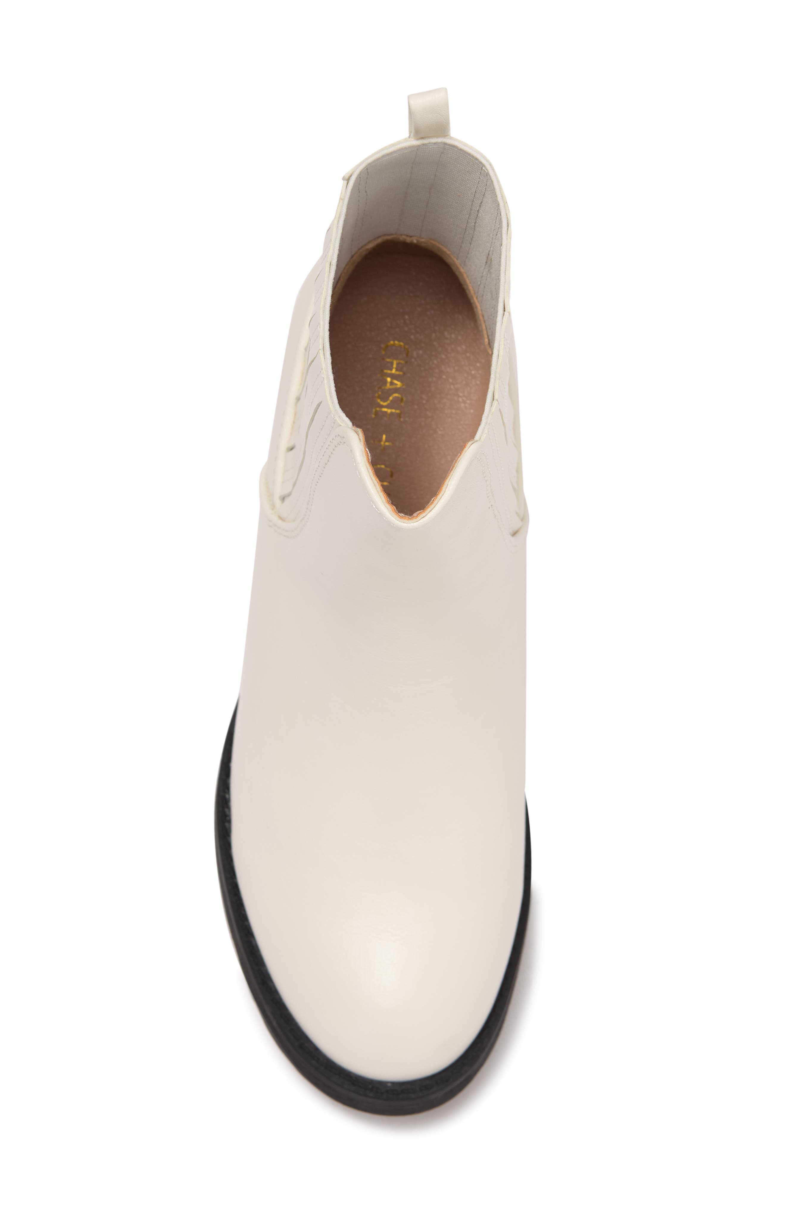 CHASE AND CHLOE Chase & Chloé Leo Lug Sole Bootie, Alternate, color, White Pu