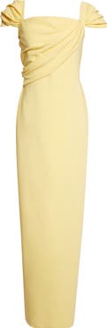 Oscar de la Renta Draped Stretch Cady Column Gown