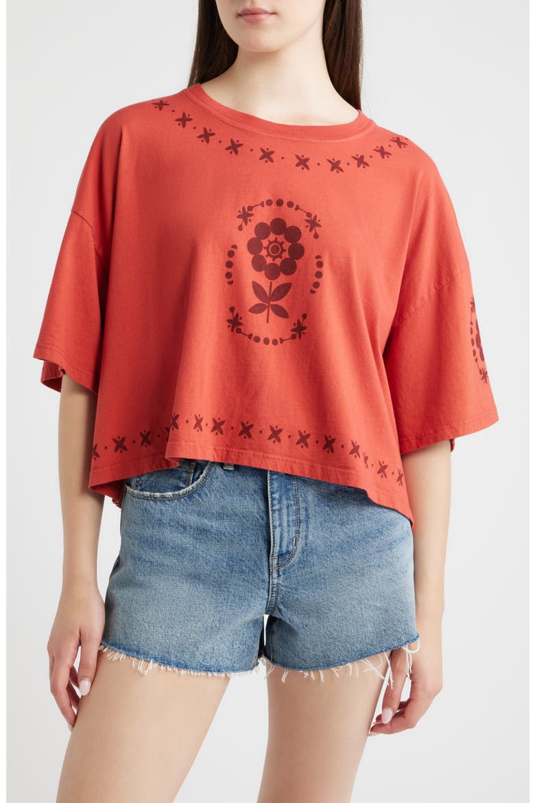 Vintage Floral Cropped Graphic T-Shirt, Main, color, CHILI
