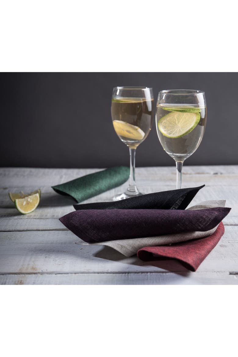 Linen Cocktail Napkins Set of 12, 6 x 6" - Fete, Alternate, color, Black