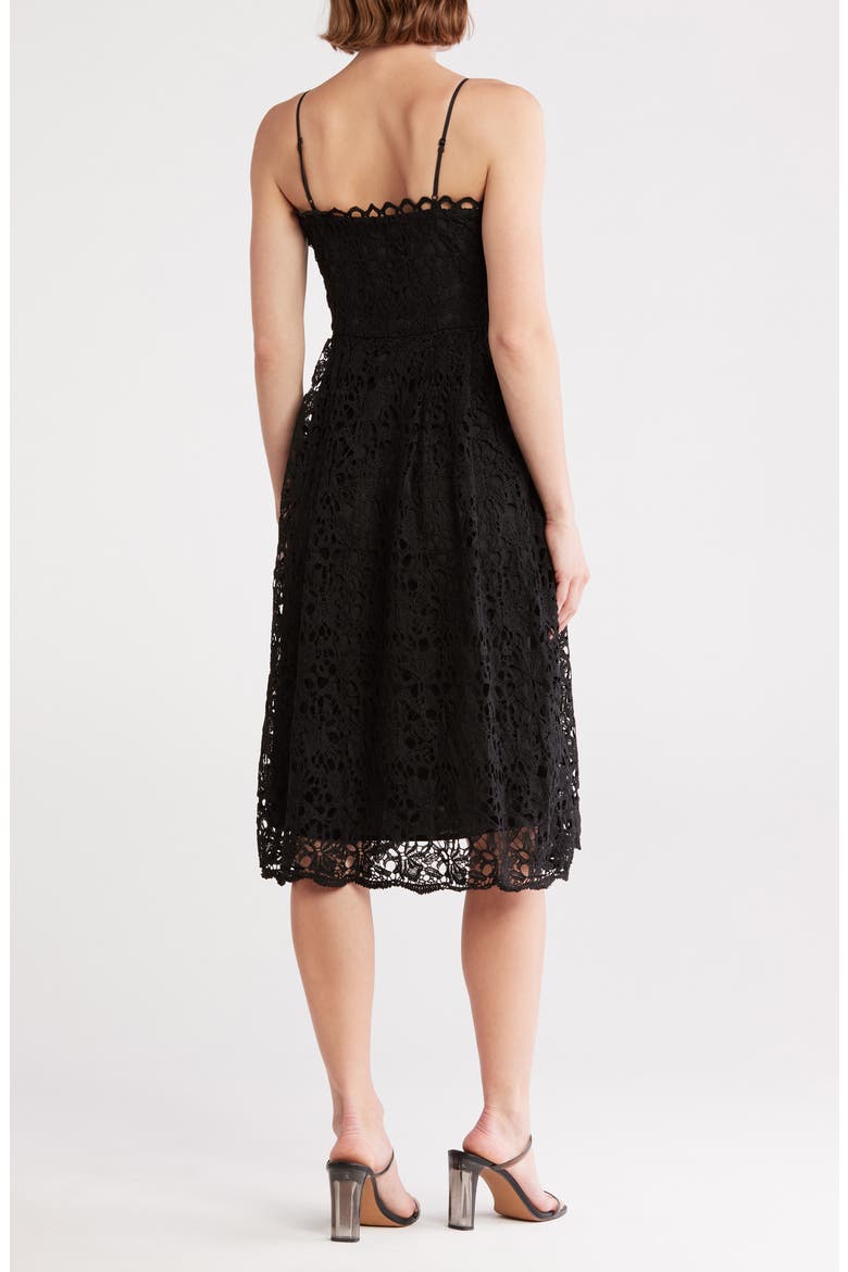 Floral Lace Midi Dress, Alternate, color, BLACK