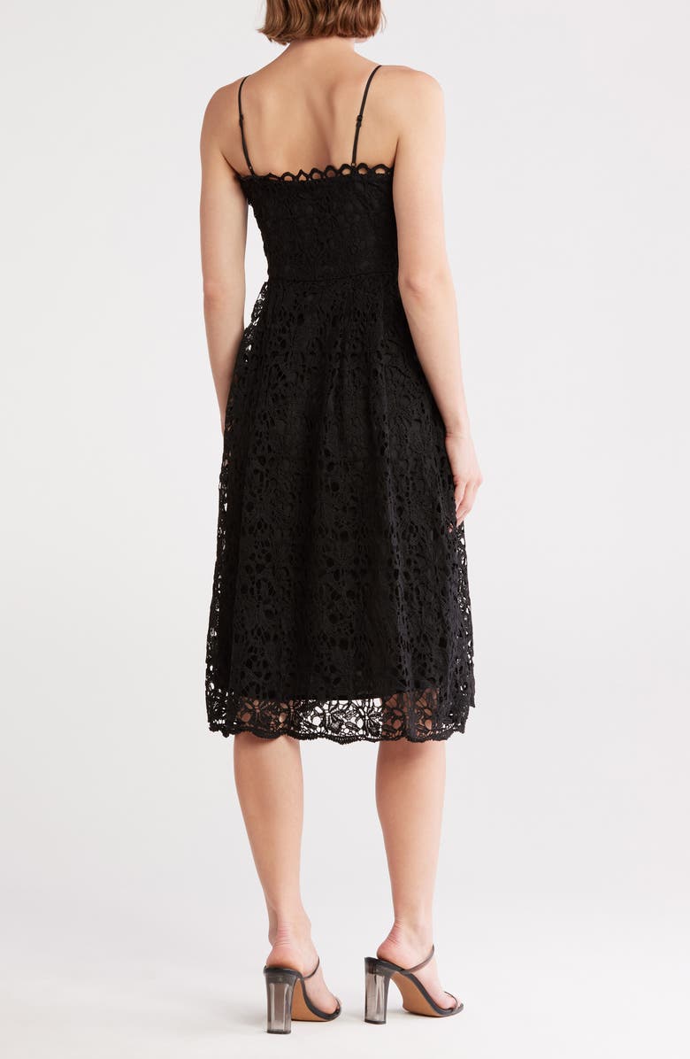 NSR Floral Lace Midi Dress, Alternate, color, Black