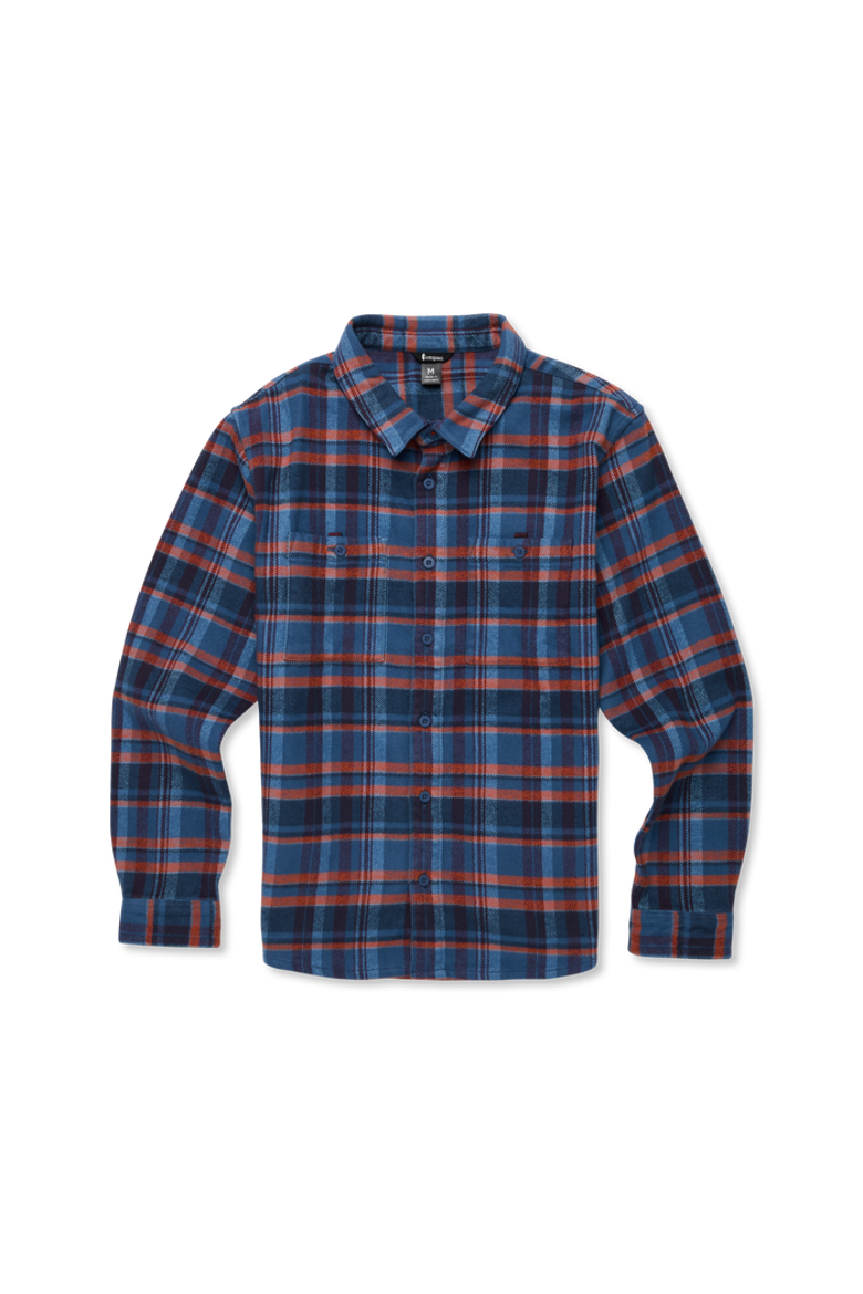 Mero Organic Flannel Shirt - Men's, Alternate, color, Deep Sea and Fjord Plaid