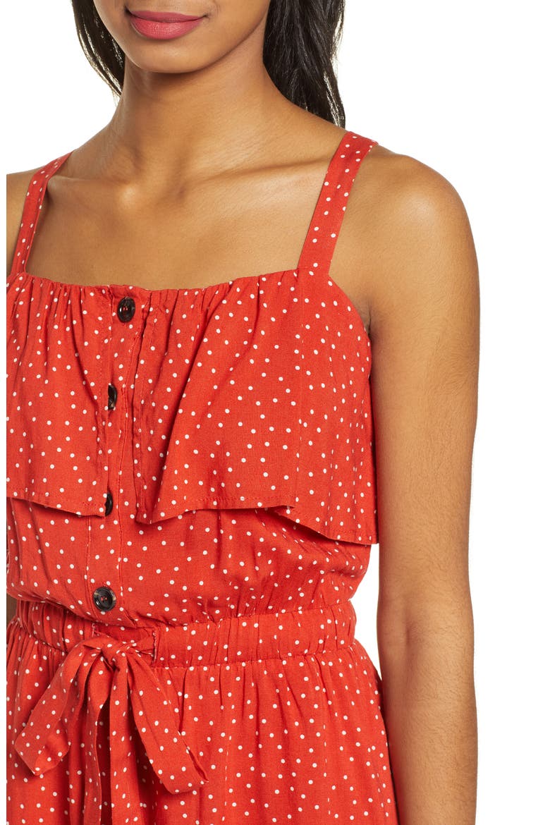 Button Front Romper, Alternate, color, RUST/ IVORY