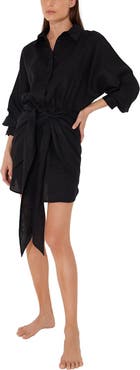 Moeva Guadalupe Linen Shirt Dress with Tie-Front Detail