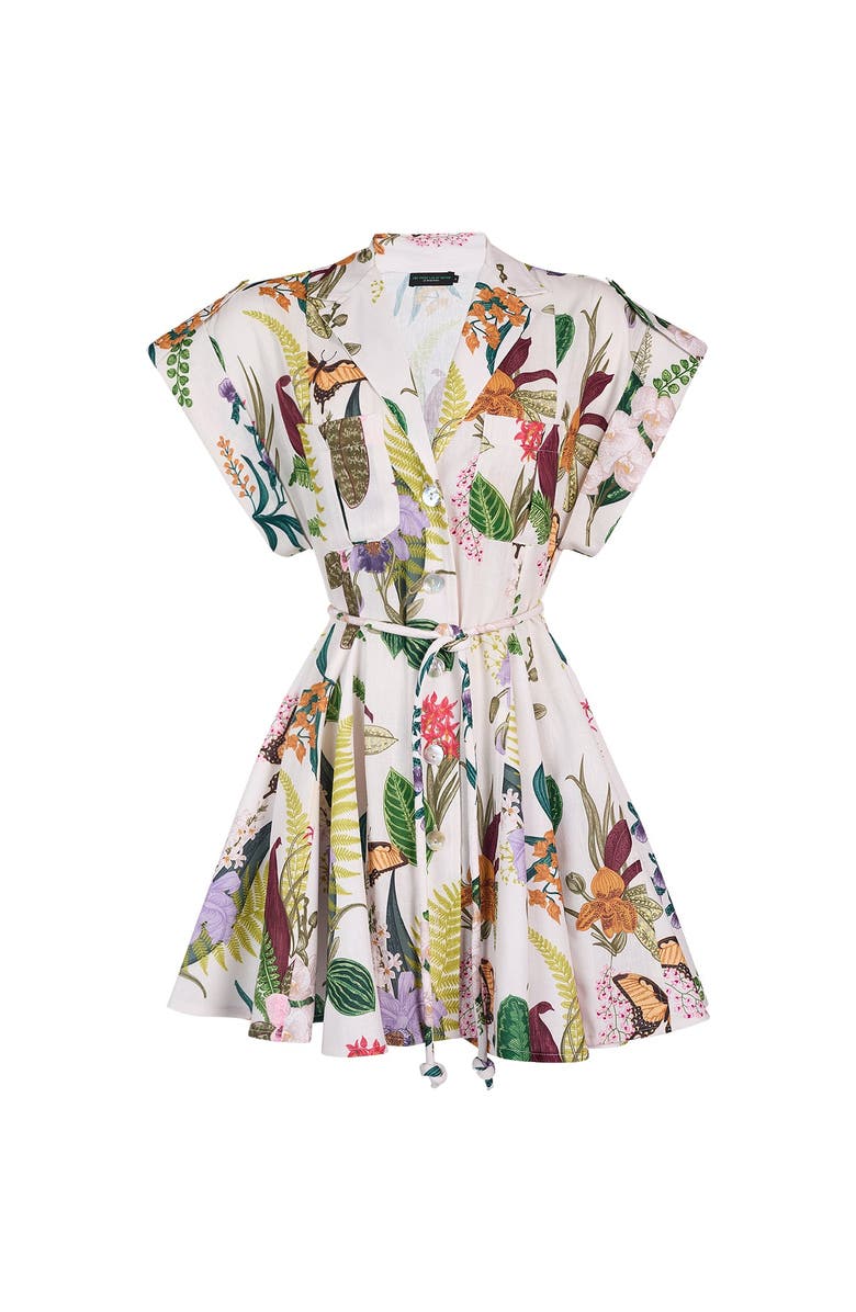 NO PISE LA GRAMA Guayaba Mini Dress, Main, color, Jardin Print Off White