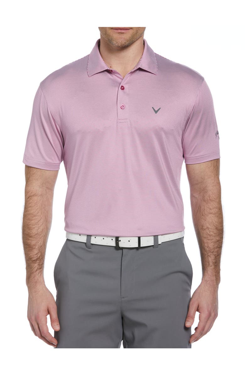 Callaway Fine Line Striped Polo Shirt, Main, color, Purple Orchid