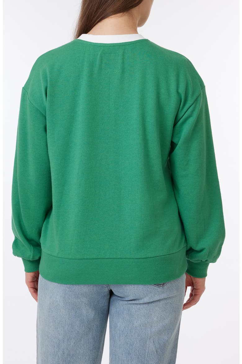 Millie Beach Terry Ringer Crewneck Sweatshirt, Alternate, color, PINE GREEN