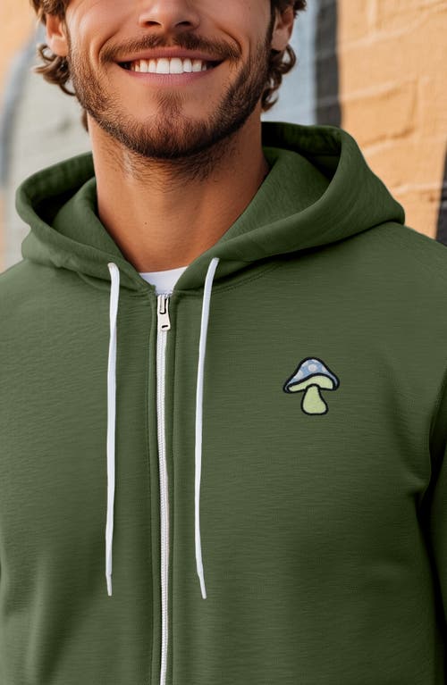 Dalix Mushroom Zip Hoodie In Military Green