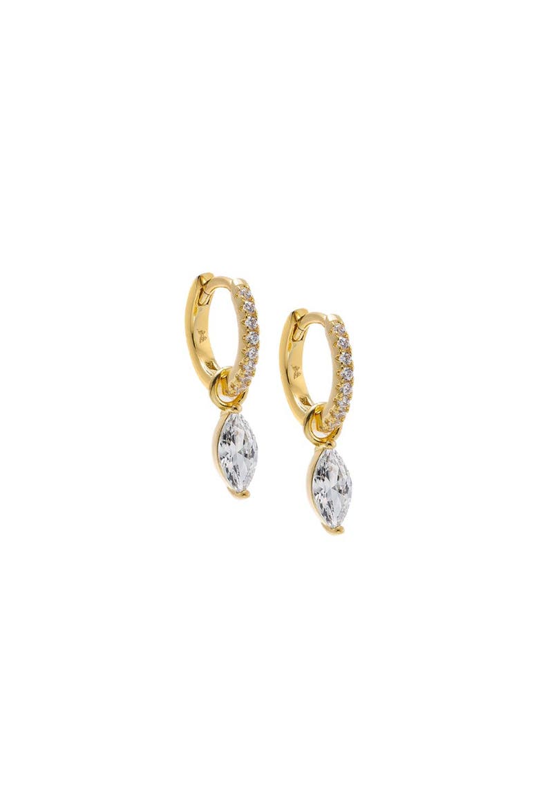 Pave Dangling CZ Marquise Huggie Earring, Main, color, Gold