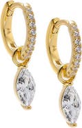 BY ADINA EDEN Pave Dangling CZ Marquise Huggie Earring