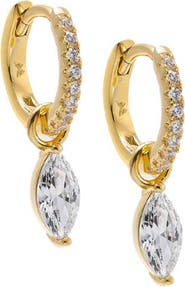 BY ADINA EDEN Pave Dangling CZ Marquise Huggie Earring