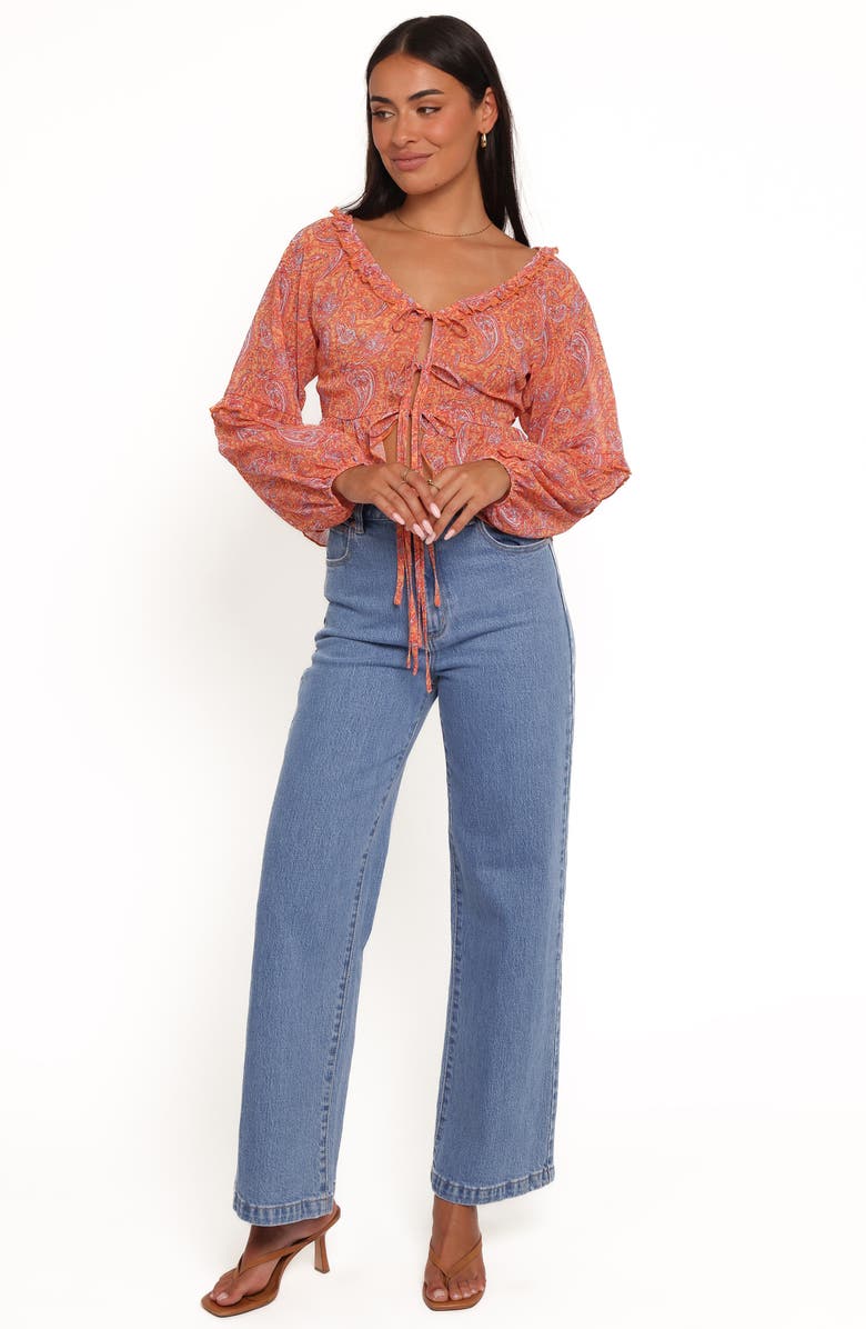 Petal & Pup Isolt Paisley Print Tie Front Shirt, Alternate, color, Orange Paisley