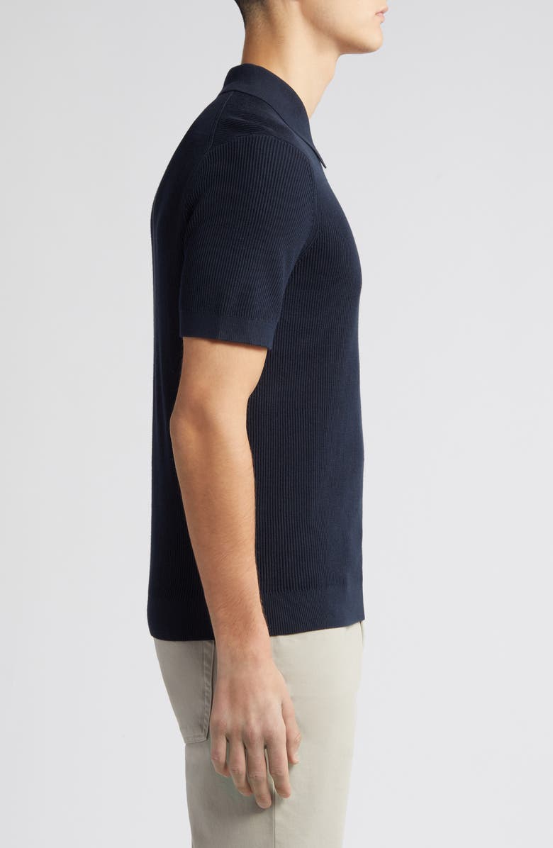 NN07 Hansie Zip Ribbed Organic Cotton Sweater Polo, Alternate, color, Navy Blue