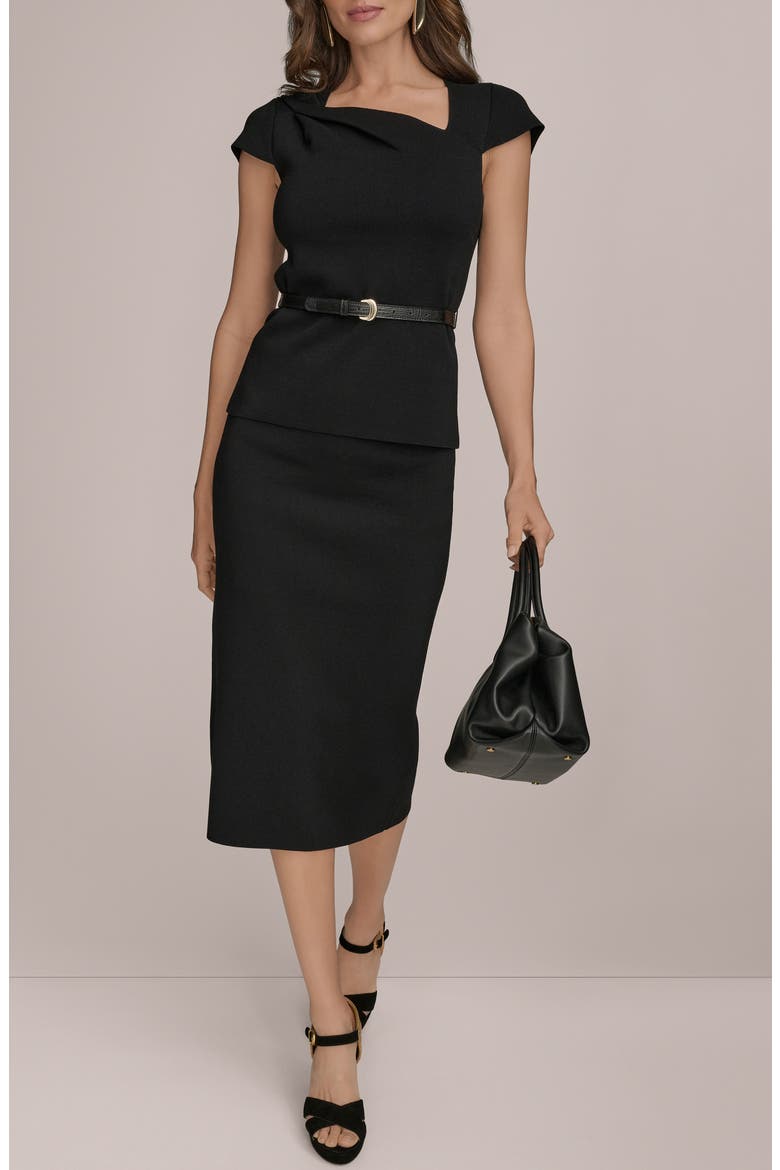 Belted Asymmetric Sweater, Alternate, color, BLACK