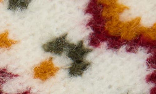 Barbour Kingsford Fair Isle Knit Beanie With Faux Fur Pom In Neutral