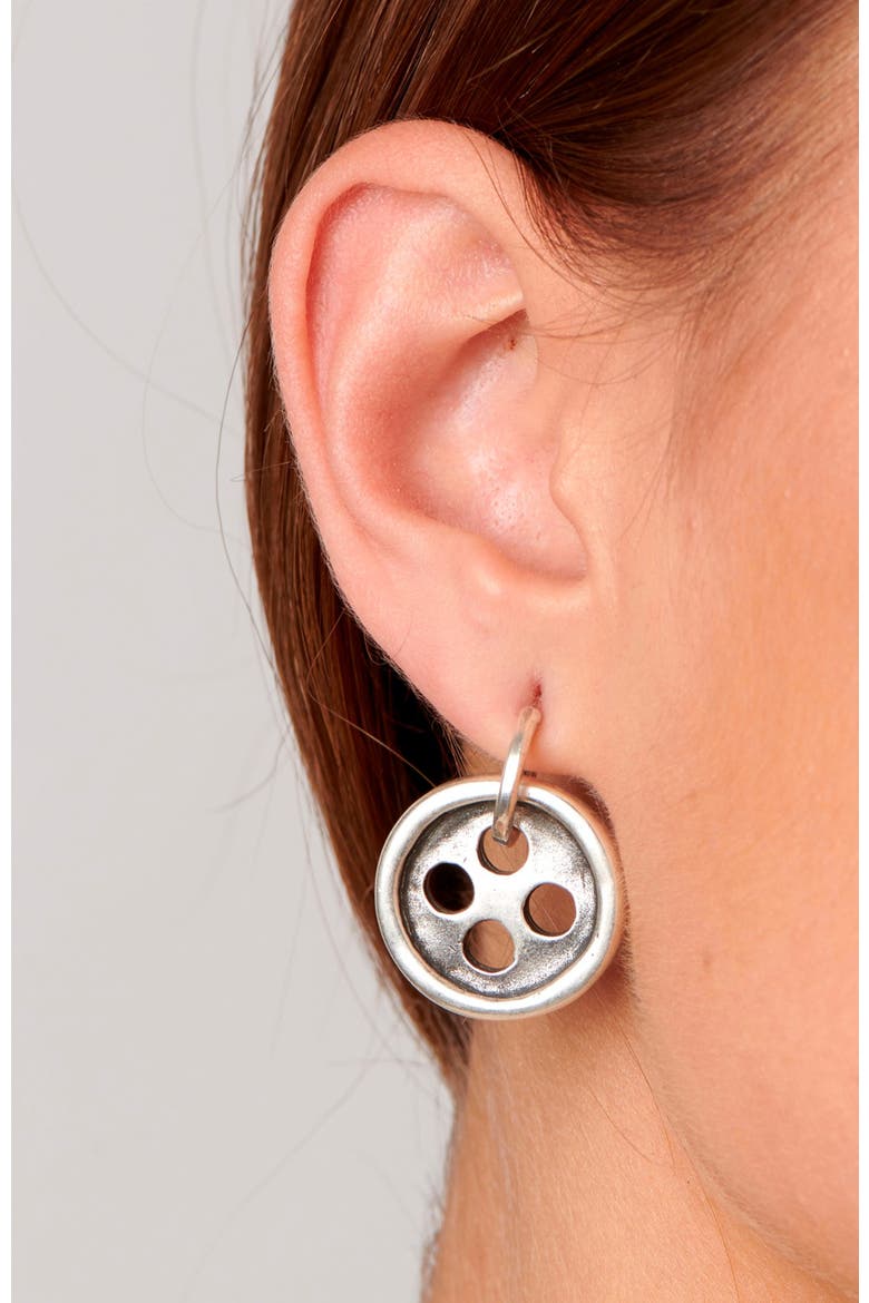 Button & Needle Earrings, Alternate, color, Silver