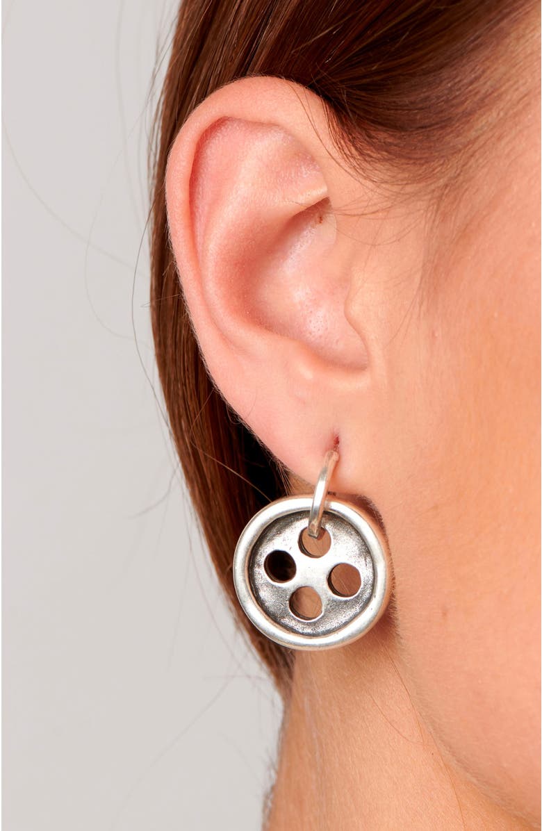UNODE50 Button & Needle Earrings, Alternate, color, Silver