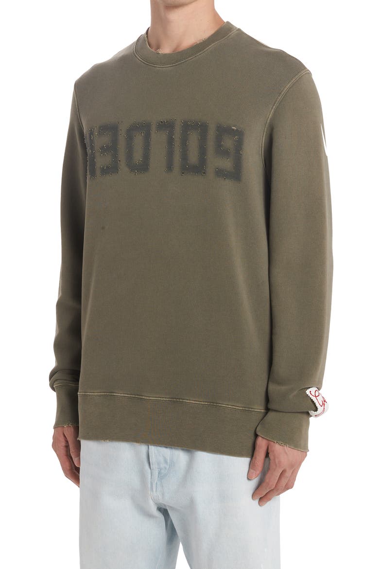 Distressed Logo Graphic Sweatshirt, Alternate, color, DUSTY OLIVE