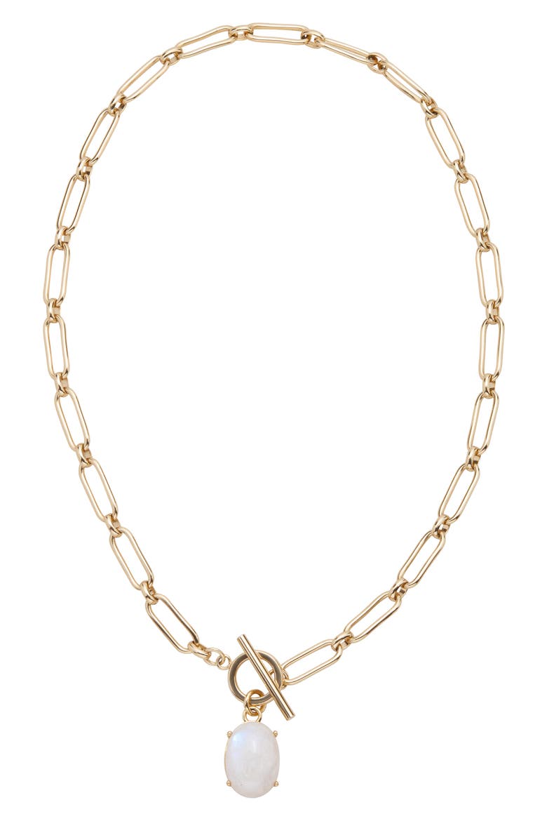 Luli Moonstone Toggle Pendant Necklace, Main, color, WHITE