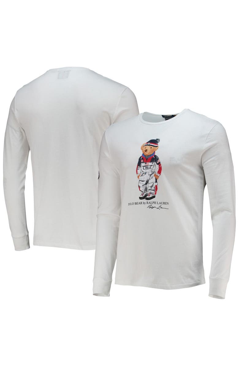 Polo Ralph Lauren Team USA Official Outfitters Ralph Lauren Men's White Team USA Villagewear Bear Long Sleeve T-Shirt, Main, color,