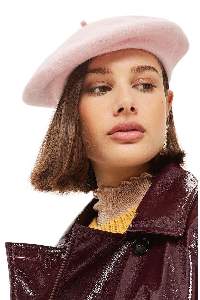 Wool Blend Beret, Alternate, color, LIGHT PINK