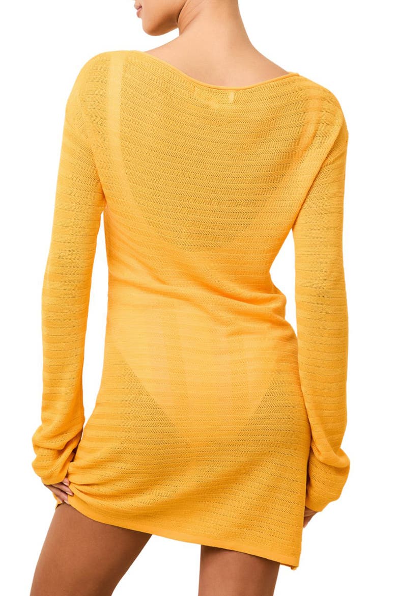The Nicki Rib Long Sleeve Linen Blend Cover-Up Dress, Alternate, color, MANGO