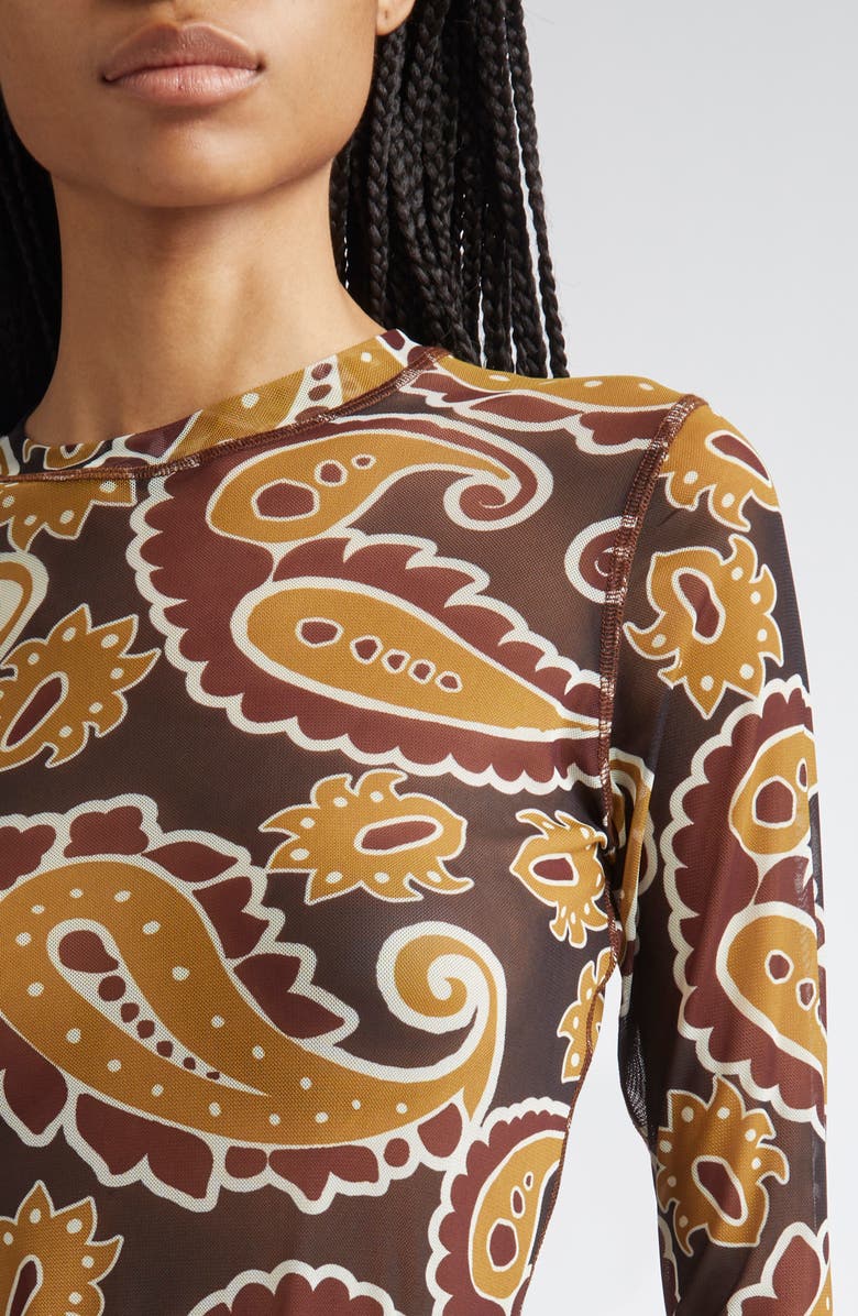 JW Anderson Paisley Print Long Sleeve Underpinning Mesh Top, Alternate, color, 