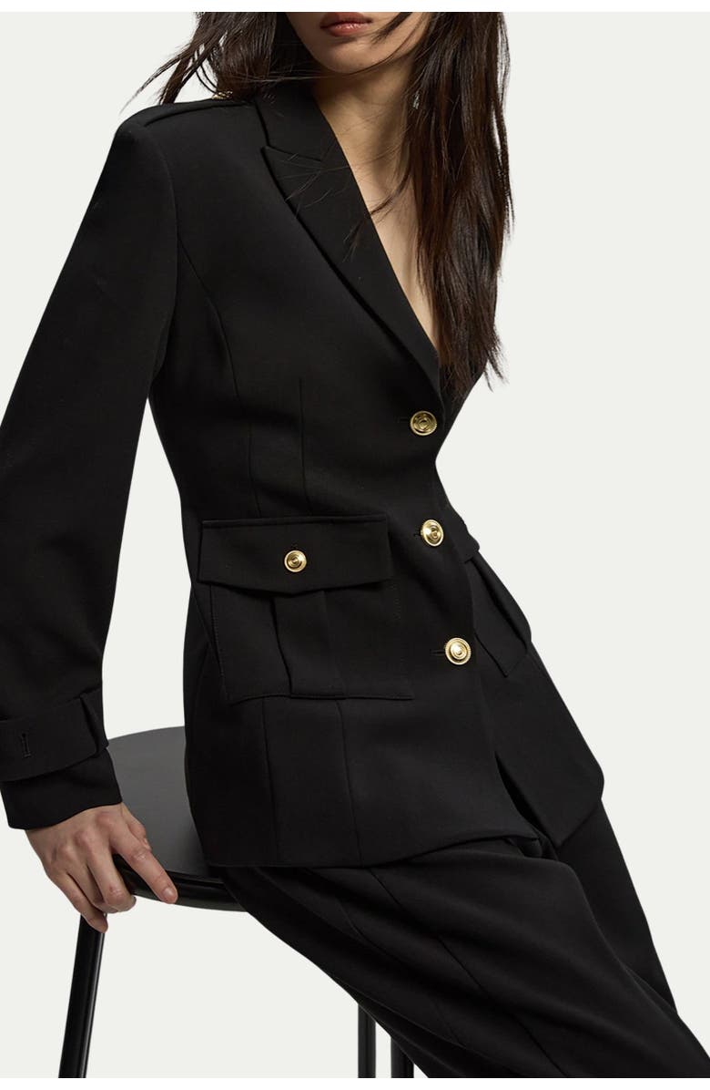 Karen Millen Military Single Breasted Blazer, Alternate, color, Black