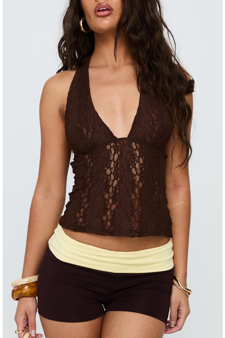 Cruizer Lace Halter Top, Main, color, CHOCOLATE