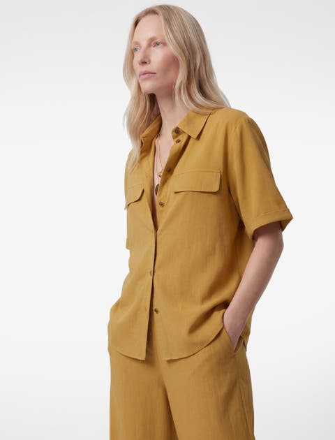 Short Sleeve Viscose Shirt with Pockets