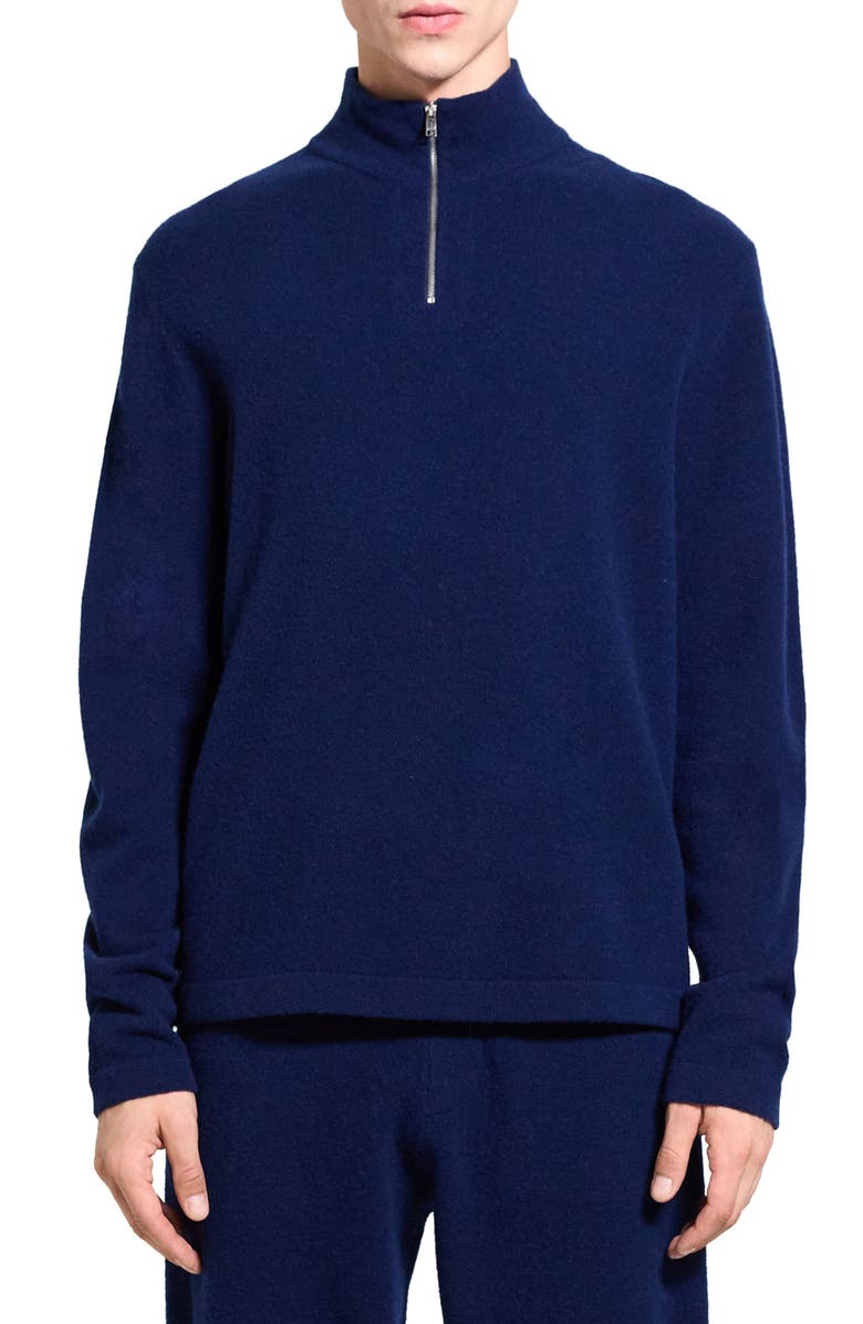 Theory Geder Quarter Zip Wool Sweater, Main, color, Blueberry