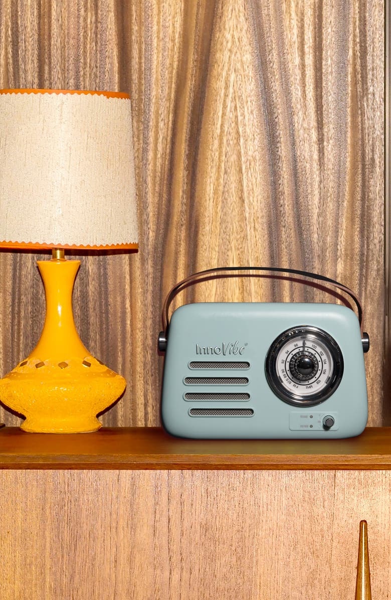 Innovibe Retro Party Wireless Speaker with FM Radio, Alternate, color, Light Blue