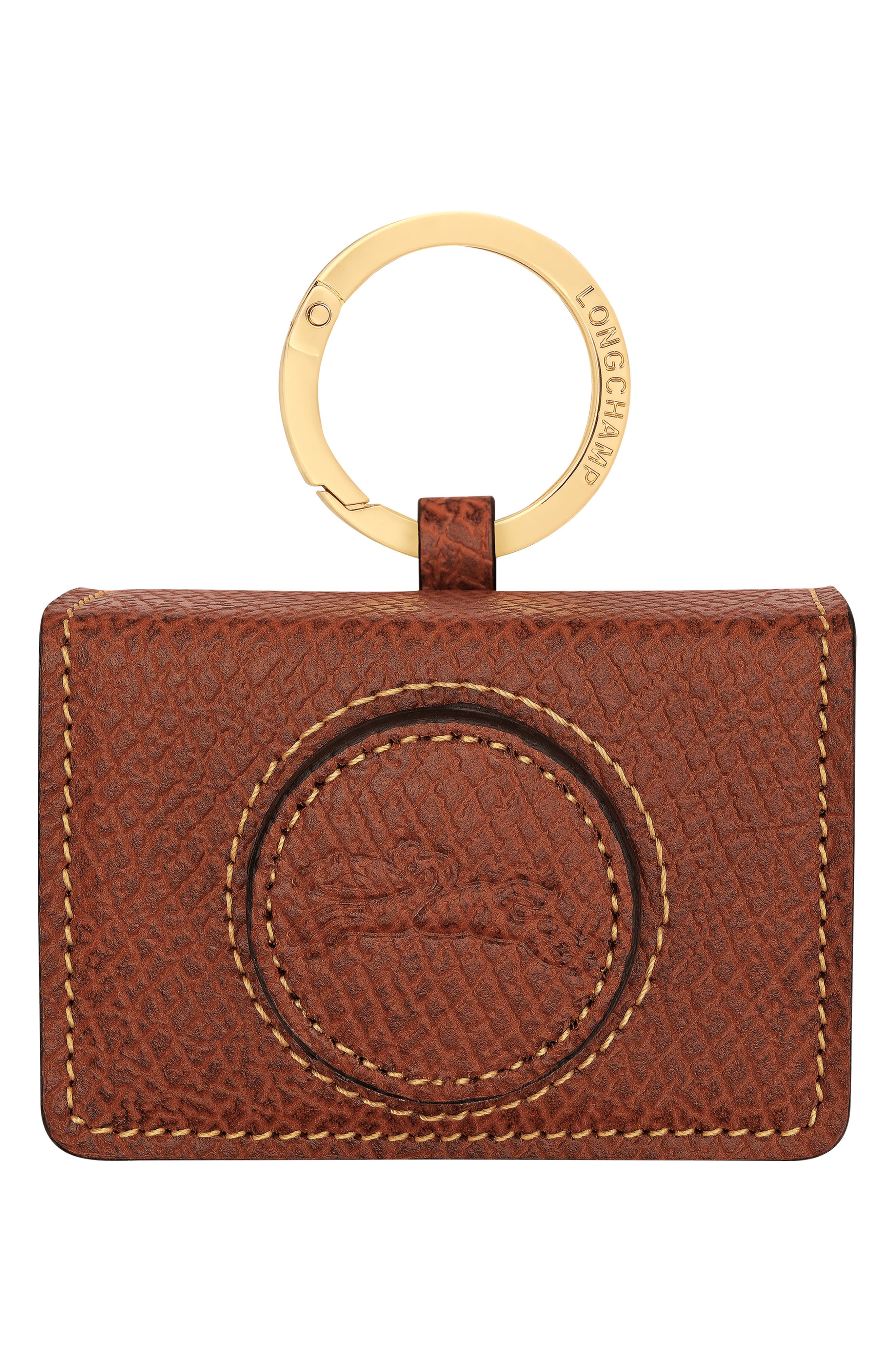 Longchamp Epure Camera Leather Bag Charm, Main, color, Brown