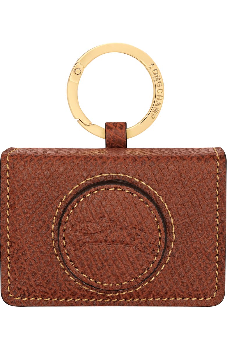 Longchamp Epure Camera Leather Bag Charm, Main, color, Brown