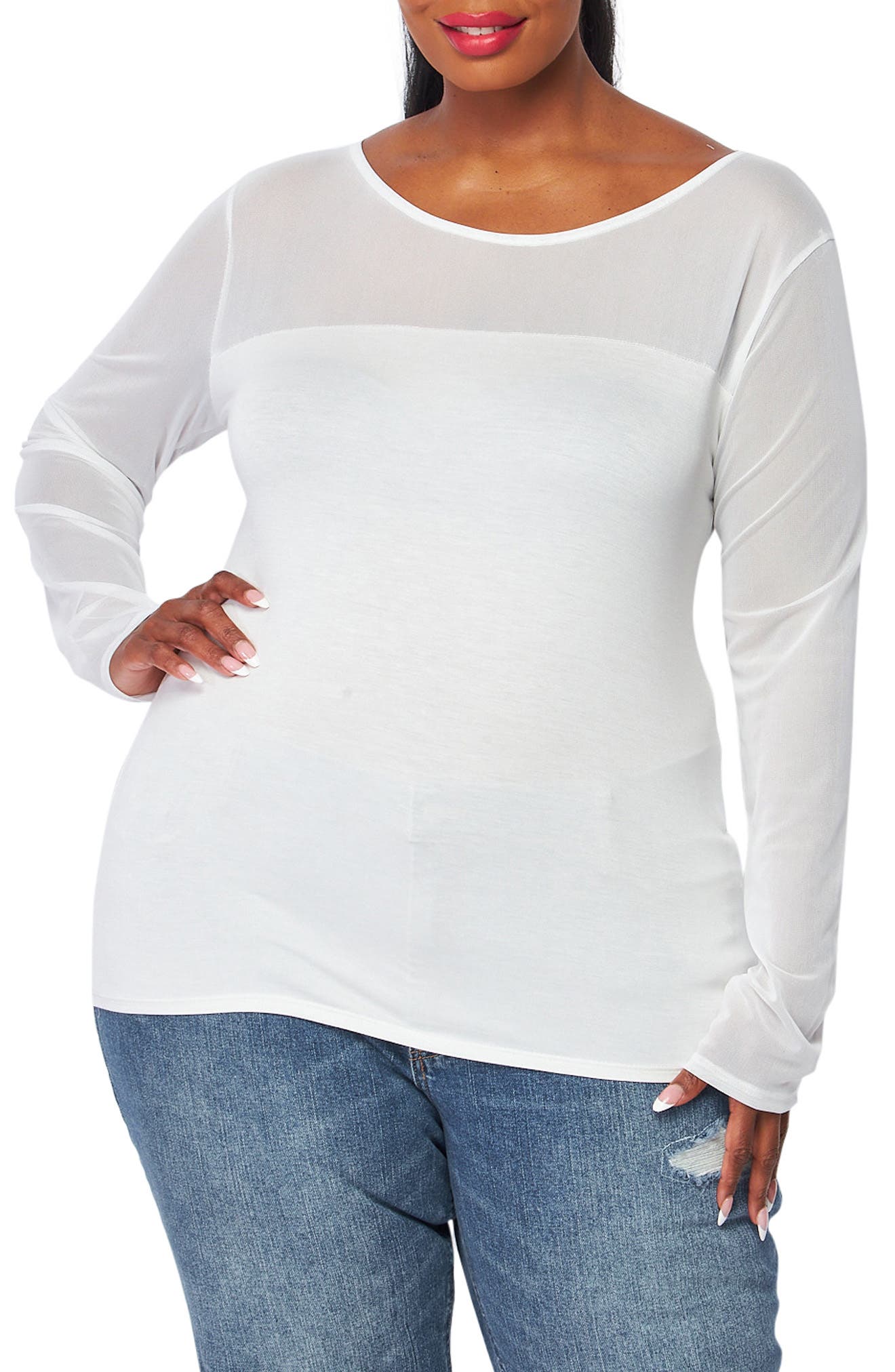 BLUEGREY Mixed Media Long Sleeve Top