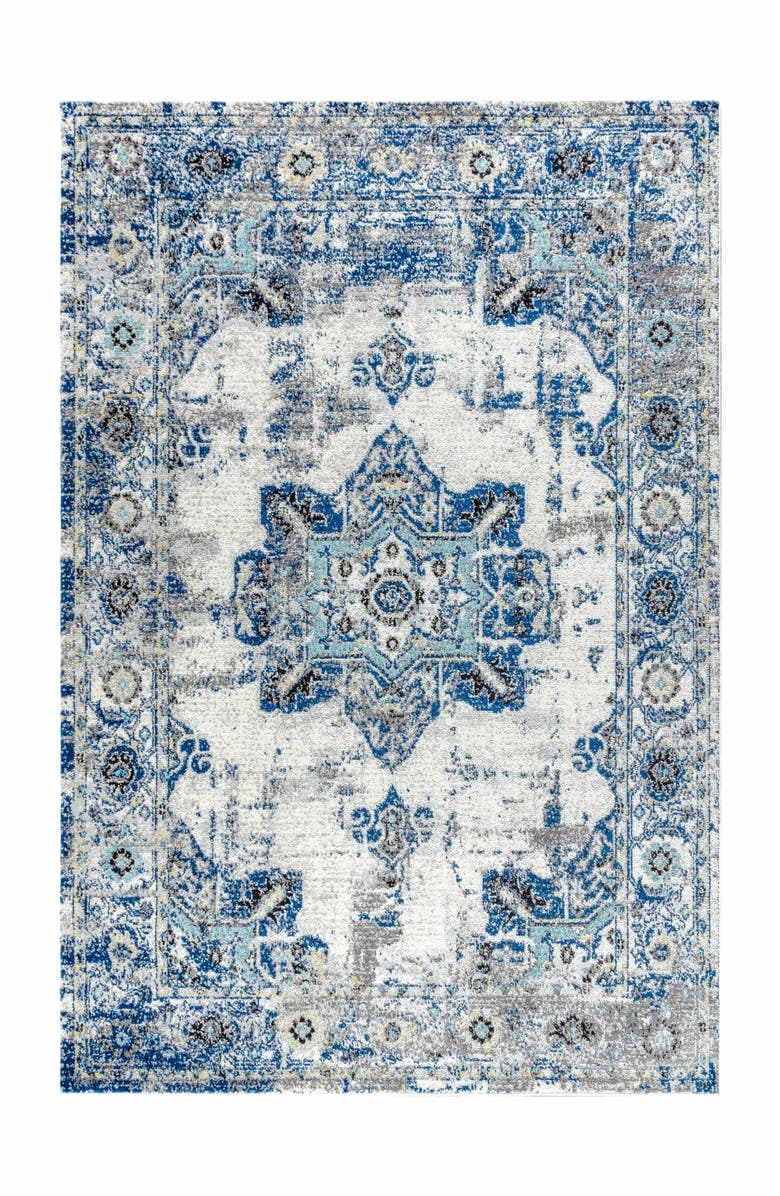 JONATHAN Y Modern Persian Boho Vintage Medallion Area Rug, Alternate, color, Ivory/Blue