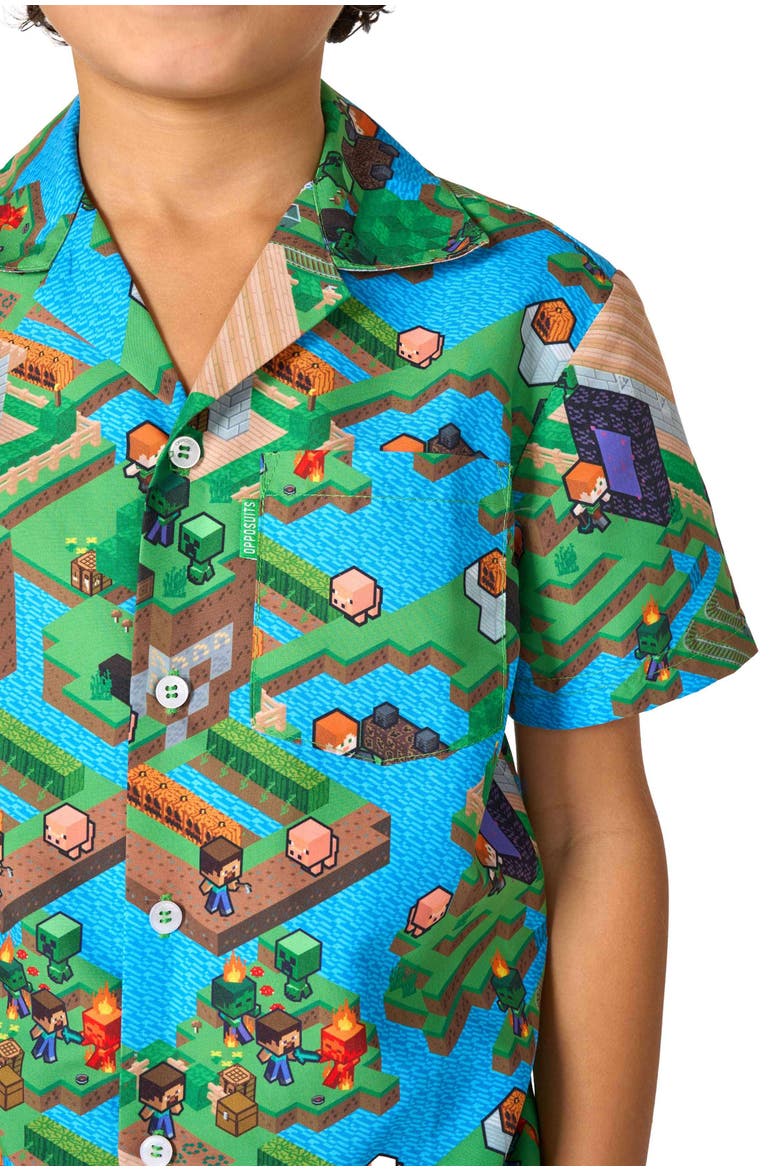 Kids' Minecraft - Overworld Shirt & Shorts Set, Alternate, color, Green