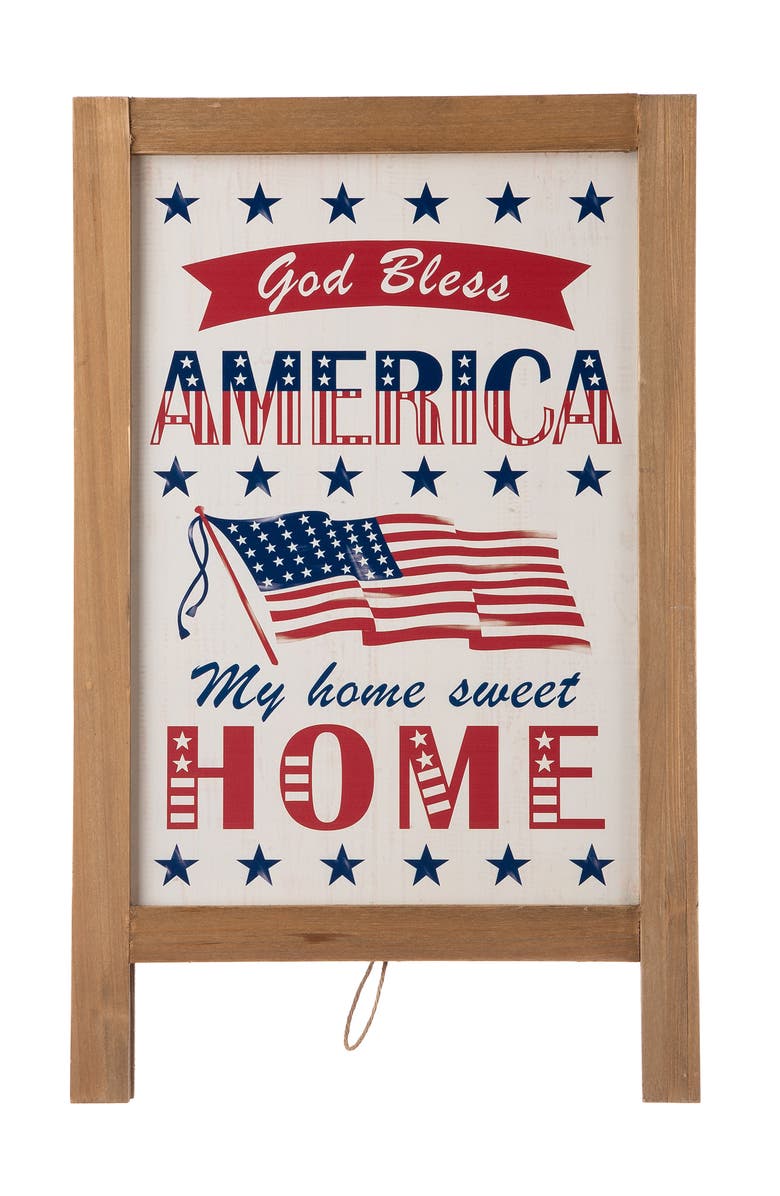 Glitzhome Patriotic Americana Wooden Easel Porch Decor, Alternate, color, 