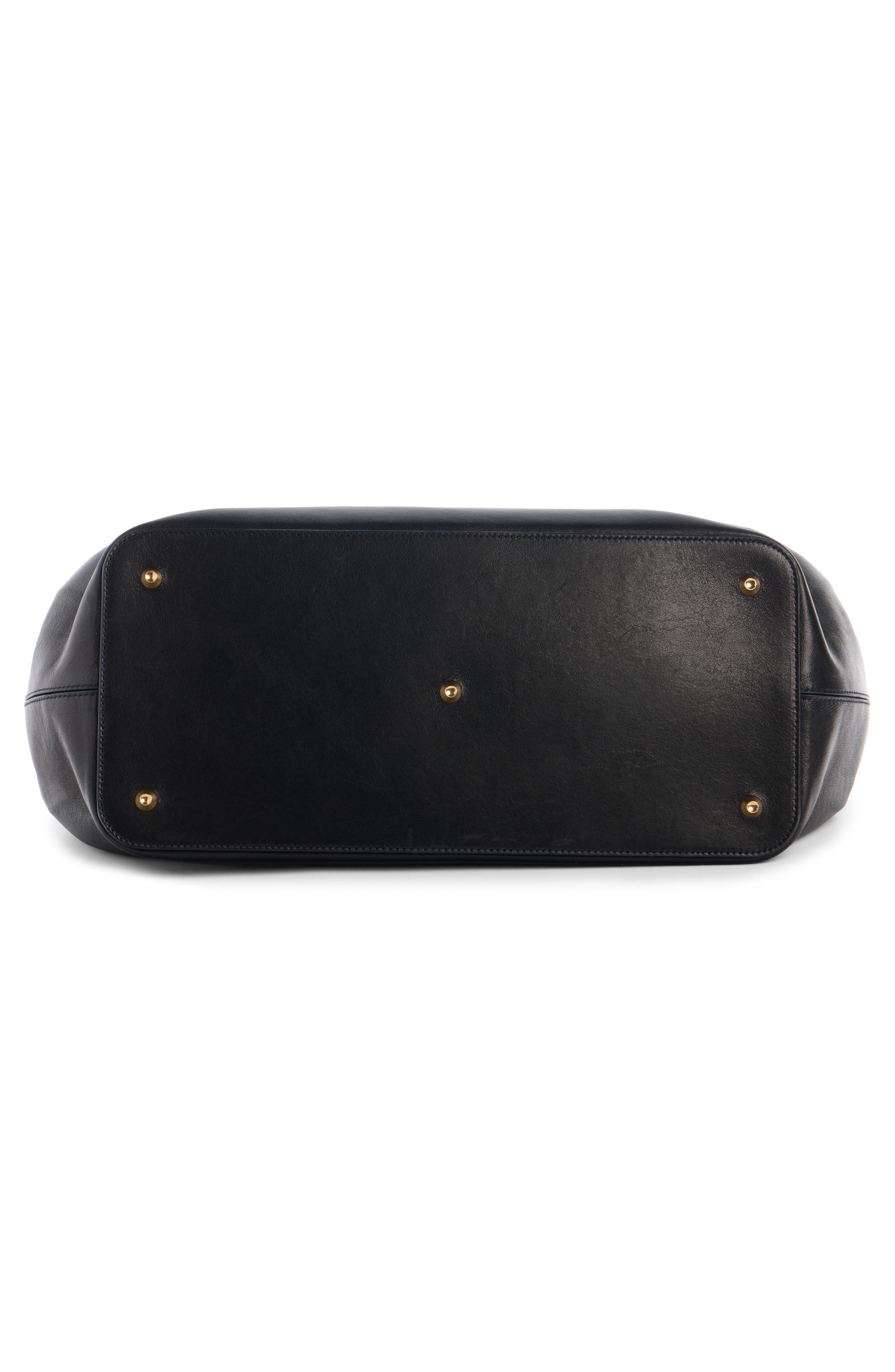 Fan Leather Handbag, Alternate, color, 1000 BLACK