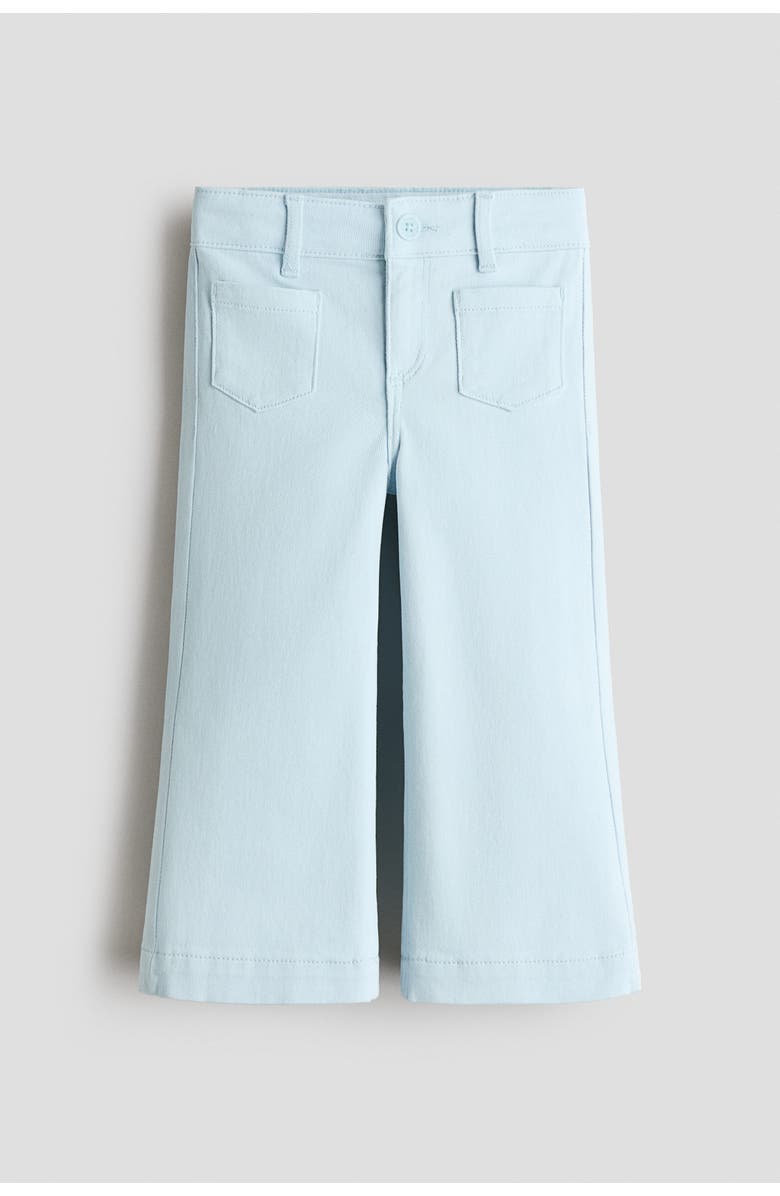 H&M Flared Twill Trousers, Main, color, Light Blue