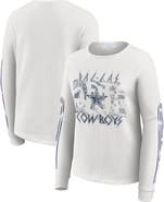 WEAR by Erin Andrews Women's WEAR by Erin Andrews  White Dallas Cowboys Graphic Waffle Long-Sleeve T-Shirt