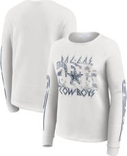 WEAR by Erin Andrews Women's WEAR by Erin Andrews White Dallas Cowboys Graphic Waffle Long-Sleeve T-Shirt