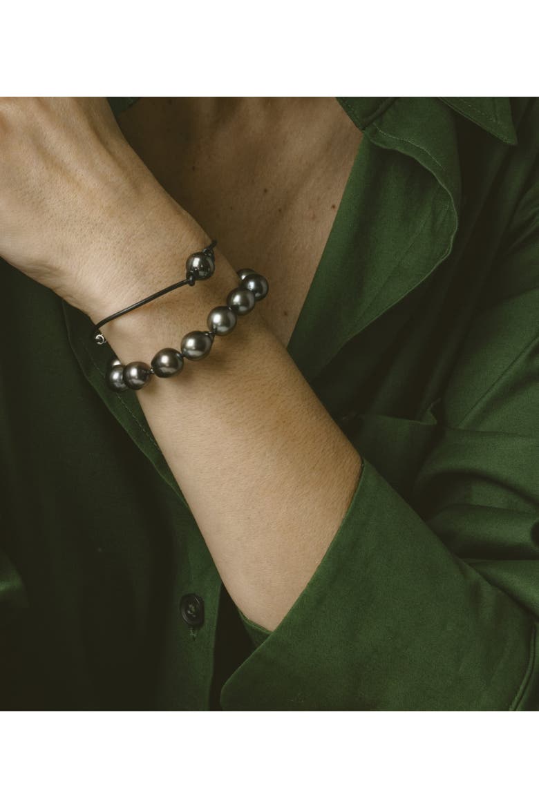 9-10mm Tahitian South Sea Pearl Drop-Shape Bracelet - Premier AAAA Quality, Alternate, color, Black Pearls
