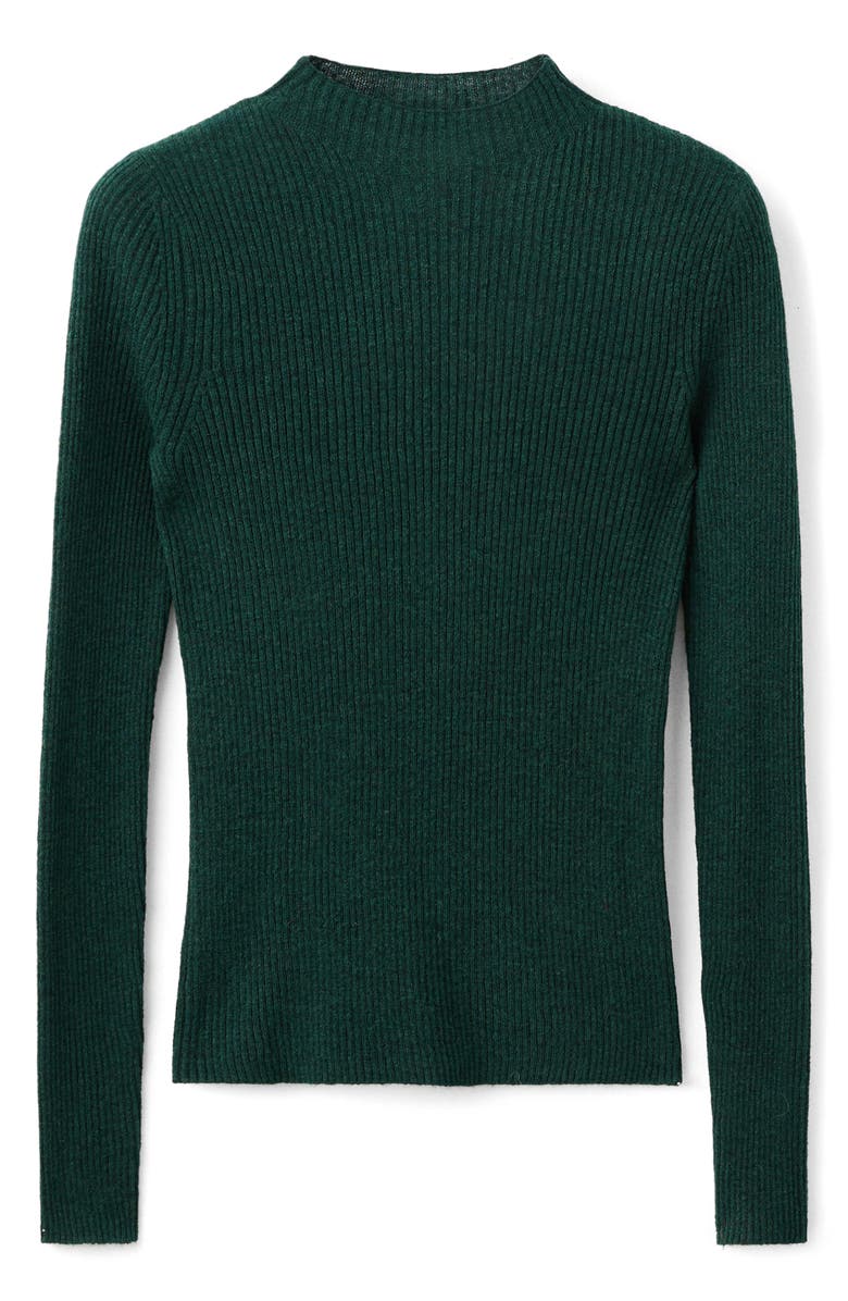 MANGO Mock Neck Rib Sweater, Alternate, color, Dark Green