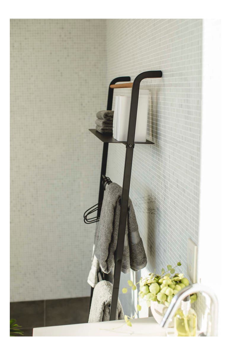 Yamazaki Leaning Storage Ladder, Alternate, color, Black