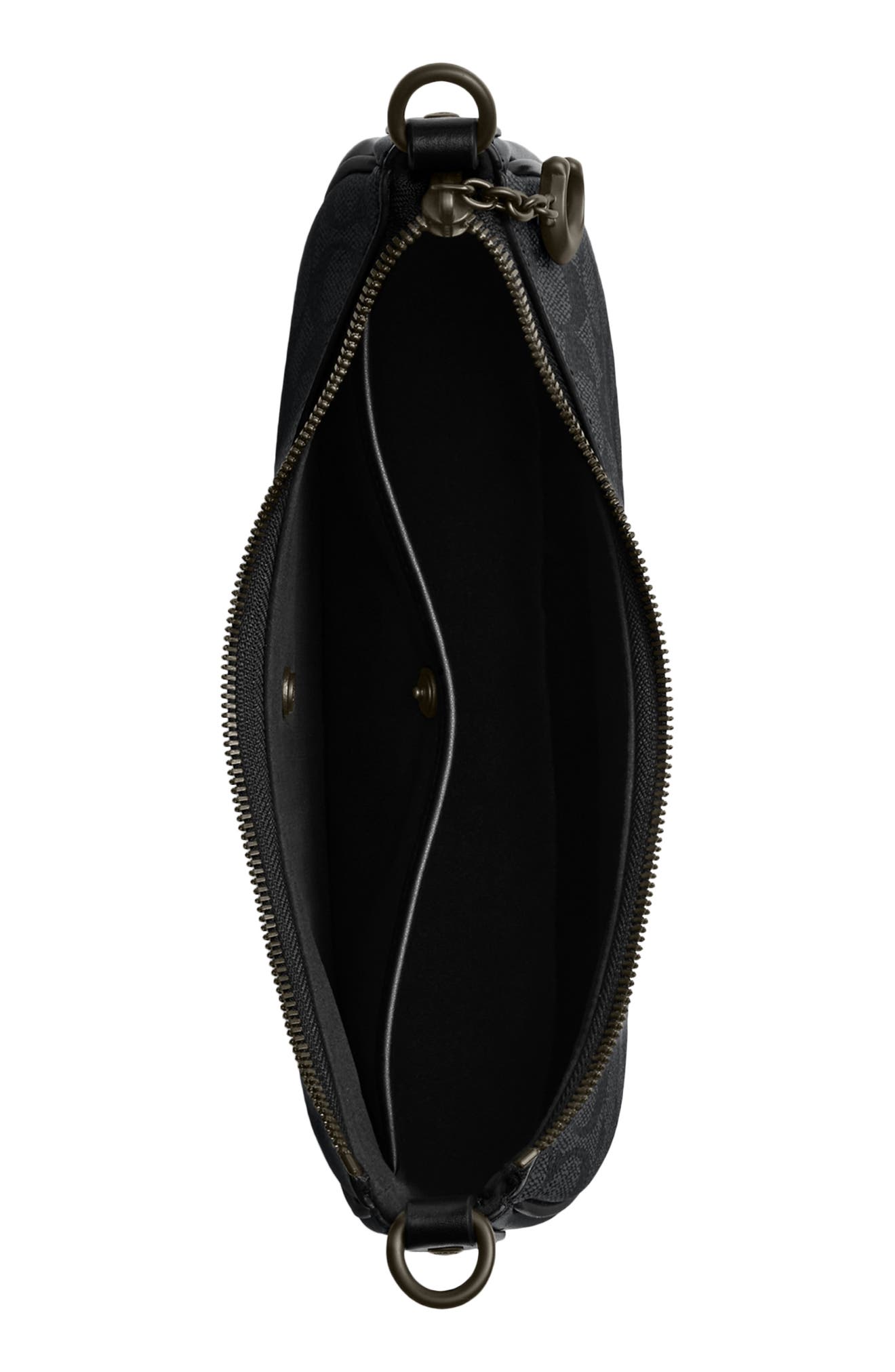 COACH Black Collection Signature Coated Canvas & Leather Shoulder Bag, Alternate, color, 