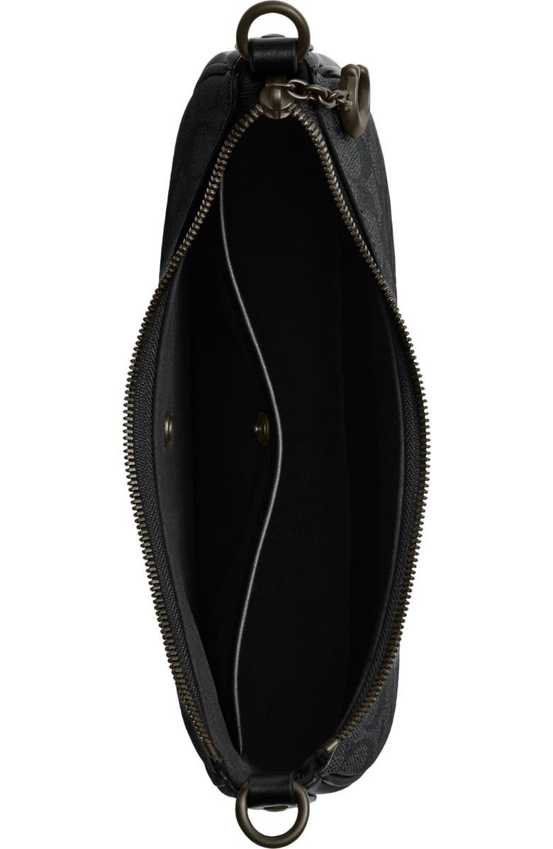 COACH Black Collection Signature Coated Canvas & Leather Shoulder Bag, Alternate, color,
