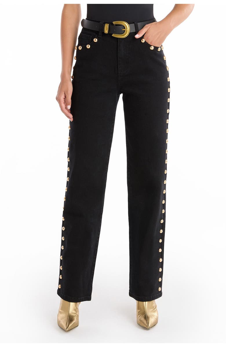 The Noli Shop Leah Studded Jean Petite, Main, color, Black